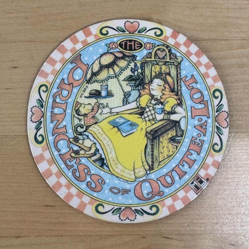 Mary Engelbreit The Princess of Quite-A-Lot Round Magnet Pooch & Sweetheart 3"